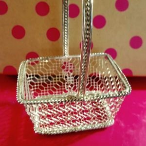 Chrome metal trinket basket